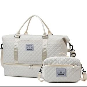 Large Capacity Duffle Bag Creamy White With Smaller Bag